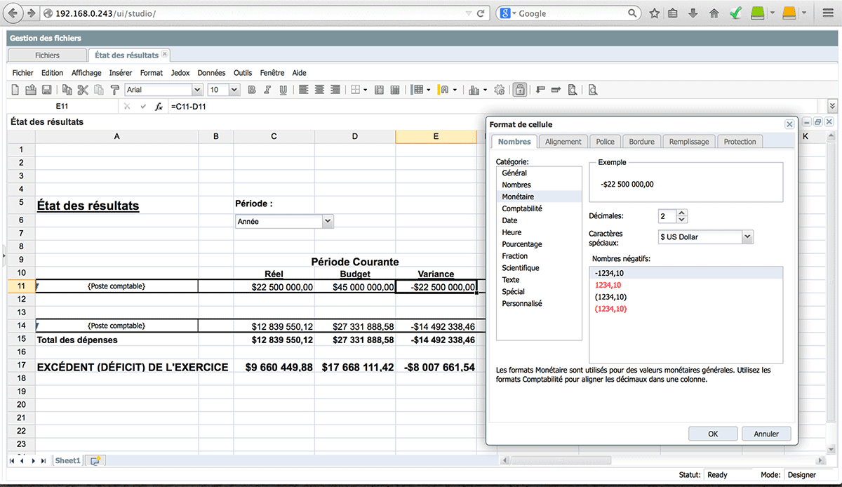 Tableau de bord dans Excel